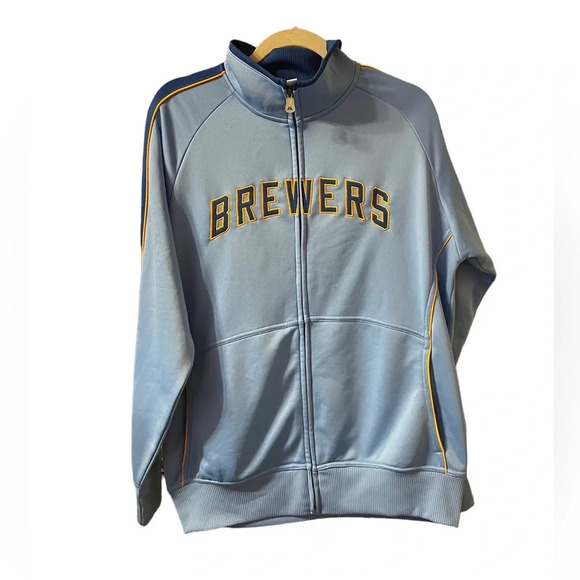 MAJESTIC MILWAUKEE BREWERS MENS ZIP UP JACKET - Picture 1 of 4